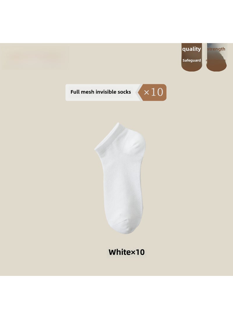 Cotton Ladies Socks Thin Anti-Bacterial Invisible Low-CutTen pairs/white x10 Ten pairs/white x10