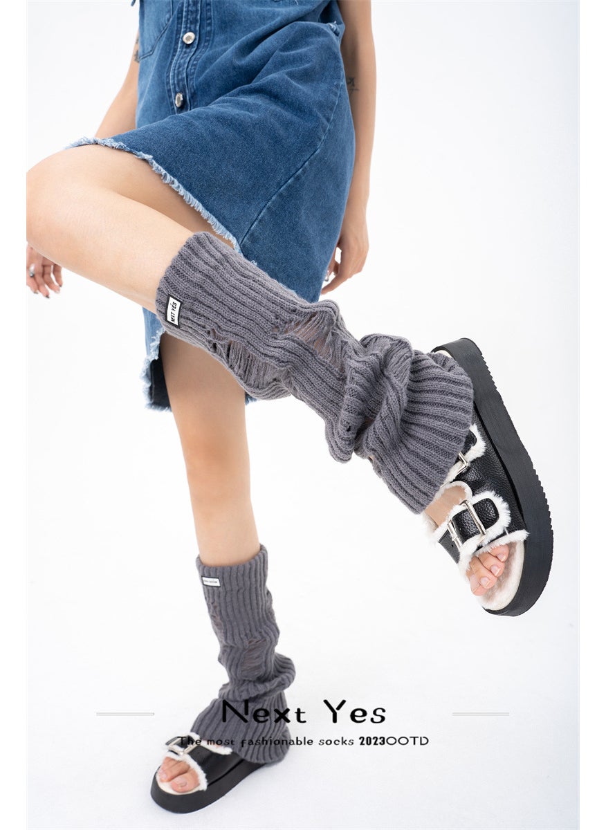 Knitted Leg Warmers Autumn Winter Womens FashionGray Gray