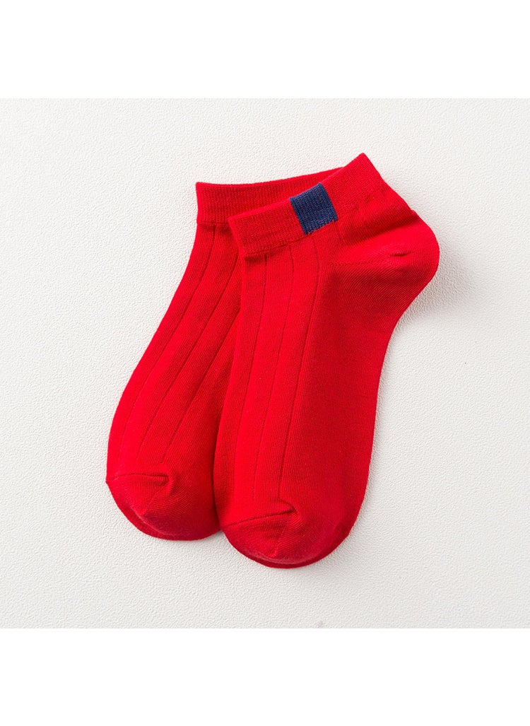 200-Needle Cotton Womens Low-Cut SocksRed Red