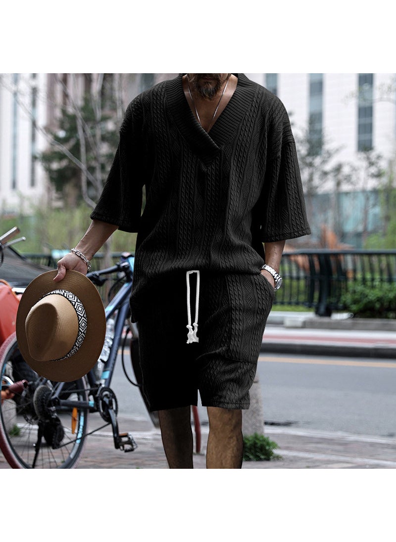 2024 Mens Casual Knitted Set Spring Summer White