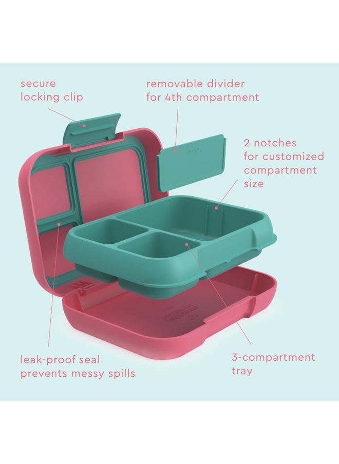 3 Compartments Pop Lunchbox  Bright Coral/Teal