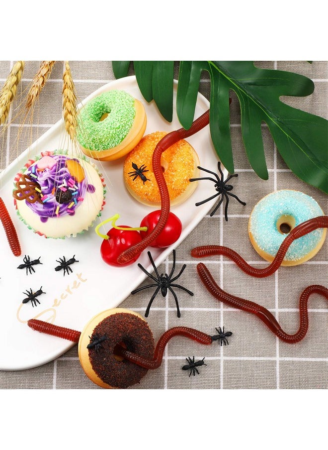 Gejoy 16 Pieces Fake Earthworm Plastic Lifelike Worm Soft Stretchy Rubber Earthworms Trick Toy for Halloween April Fool's Day Party