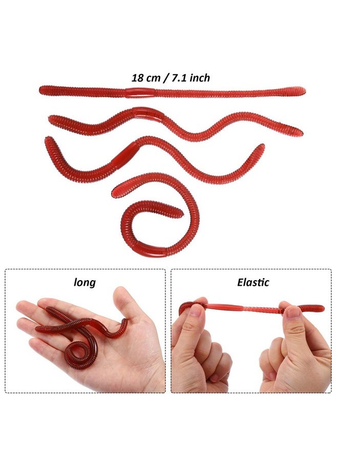 Gejoy 16 Pieces Fake Earthworm Plastic Lifelike Worm Soft Stretchy Rubber Earthworms Trick Toy for Halloween April Fool's Day Party