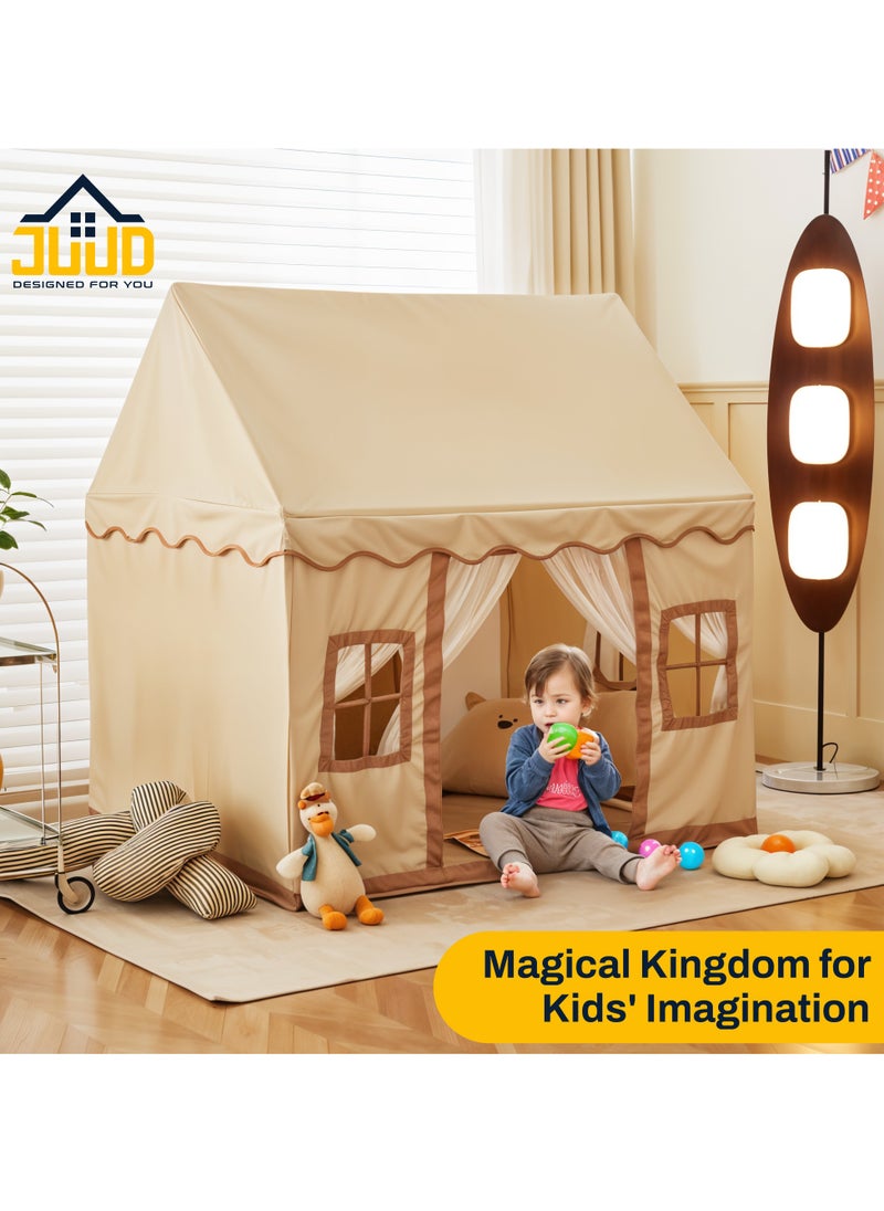 Large Kids Tent House with Star Lights,2 Flags Toddler Play Tent for Girls & Boys Age 3-10 Perfect for Birthday Party Decorations & Kids Room Playtime Indoor & Outdoor Princess Castle