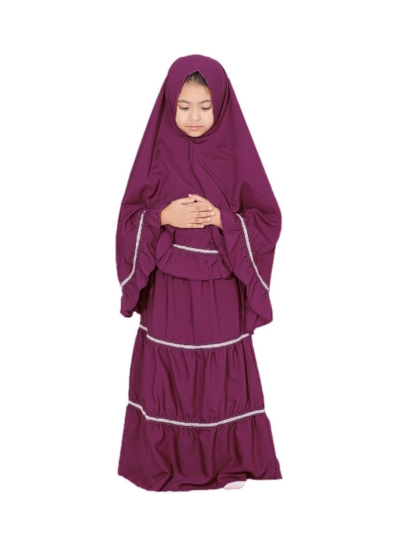 Ruffle Prayer Set For Kids Berry Color