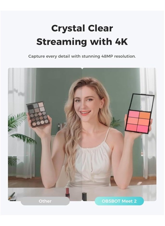 OBSBOT Meet 2 -4K Webcam for PC, Mini in Size, Mighty in Sight