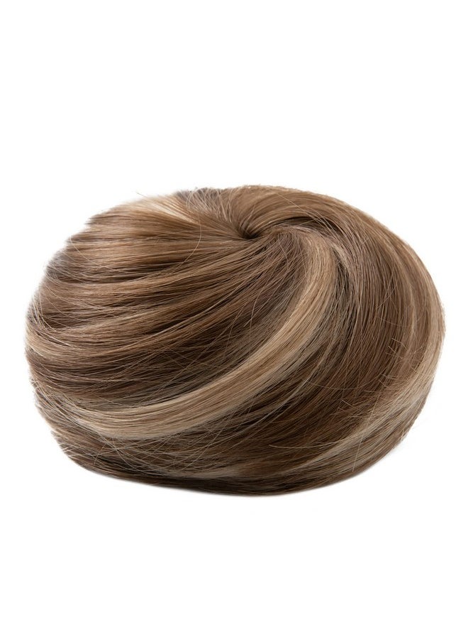 SARLA Fake Hair Buns Extensions Drawstring Ballet Bun Synthetic Donut Chignon Updo Hairpieces for Women Girls Lady Medium Brown/Ash Blonde 1 Piece