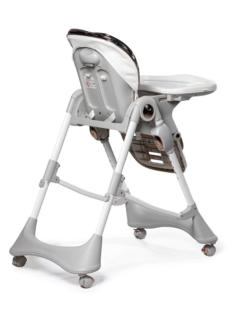 KIDILO Foldable High Chair with Wheels, Adjustable Toddler Feeding Chair, Portable Baby High Chair with Armrest, Convertible Design for Feeding & Baby Walking, Compact & Easy to Clean