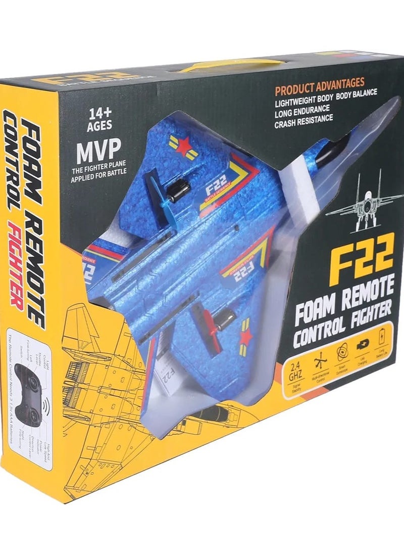 F22 RC Fighter Jet Airplane – 2.4GHz 2-Channel Remote Control Plane with High Speed, 6-Axis Gyro, and LED Light Strip – Perfect RTF Jet Toy for Boys and Girls