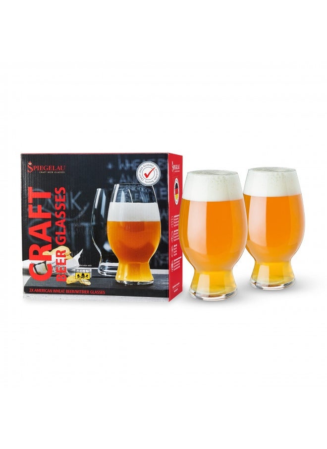 Spiegelau Craft Beer Wheat Beer Glasses, Set Of 2, European-Made Lead-Free Crystal, Modern Beer Glasses, Dishwasher Safe, Professional Quality Witbier Glass Gift Set, 26.5 Oz