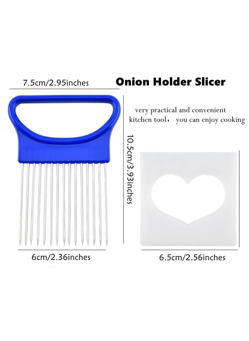 4 Pack Onion Slicer with Cover, Stainless Steel Onion Slicer Vegetable Tomato Lemon Meat Slicer Tool Slicer Food Slicer Auxiliary Tool