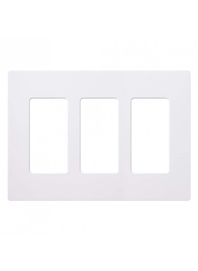 Lutron Claro 3 Gang Decorator/Rocker Wallplate, Gloss, White (24-Pack) | CW-3-WH