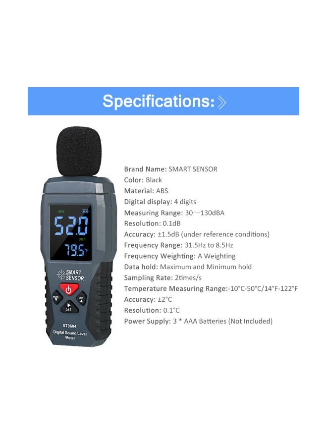 Digital Sound Level Meter Black