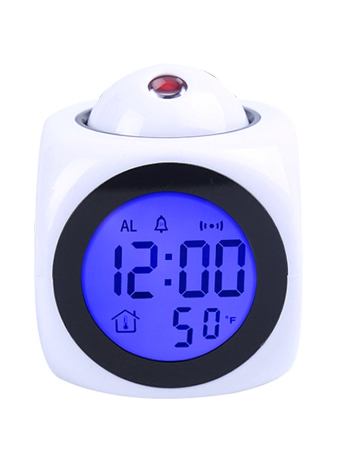 Multi-Function Projection Voice Clock Report With Thermometer White