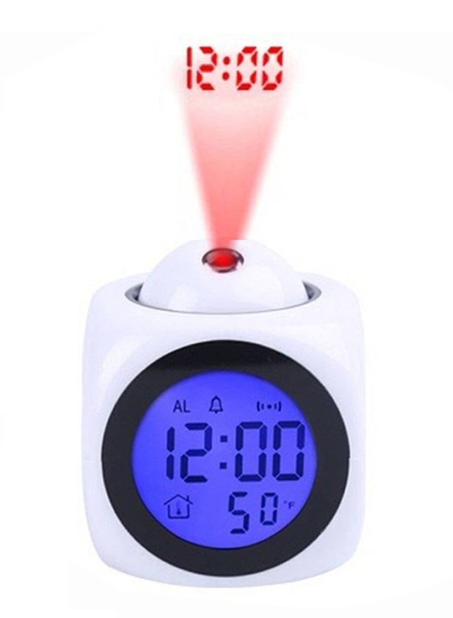 Multi-Function Projection Voice Clock Report With Thermometer White