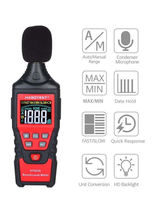 Noise Sound Level Meter Black/Red 36.00x8.00x29.00cm