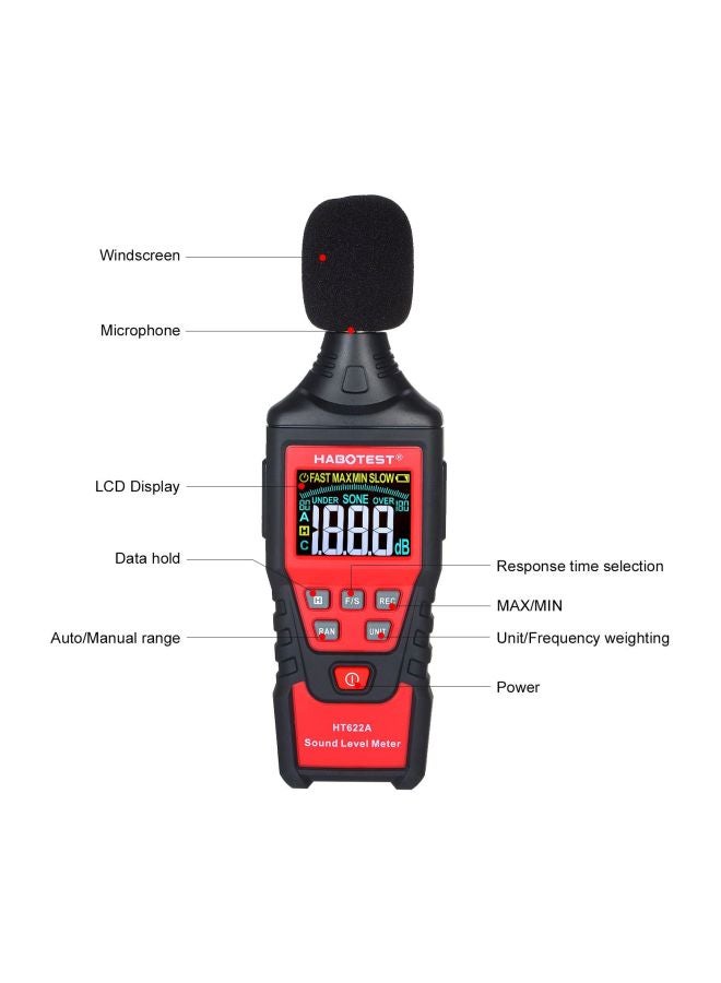 Noise Sound Level Meter Black/Red 36.00x8.00x29.00cm