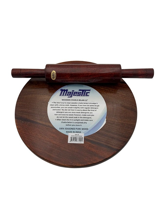 Majestic Mango Wood Chakla Belan Set – Premium 30 cm Rolling Board and 36 cm Rolling Pin, Crafted from 100% Seasoned Mango Wood, Perfect for Roti, Chapati, and Baking Needs