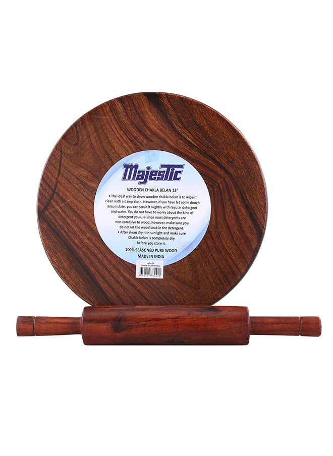 Majestic Mango Wood Chakla Belan Set – Premium 30 cm Rolling Board and 36 cm Rolling Pin, Crafted from 100% Seasoned Mango Wood, Perfect for Roti, Chapati, and Baking Needs