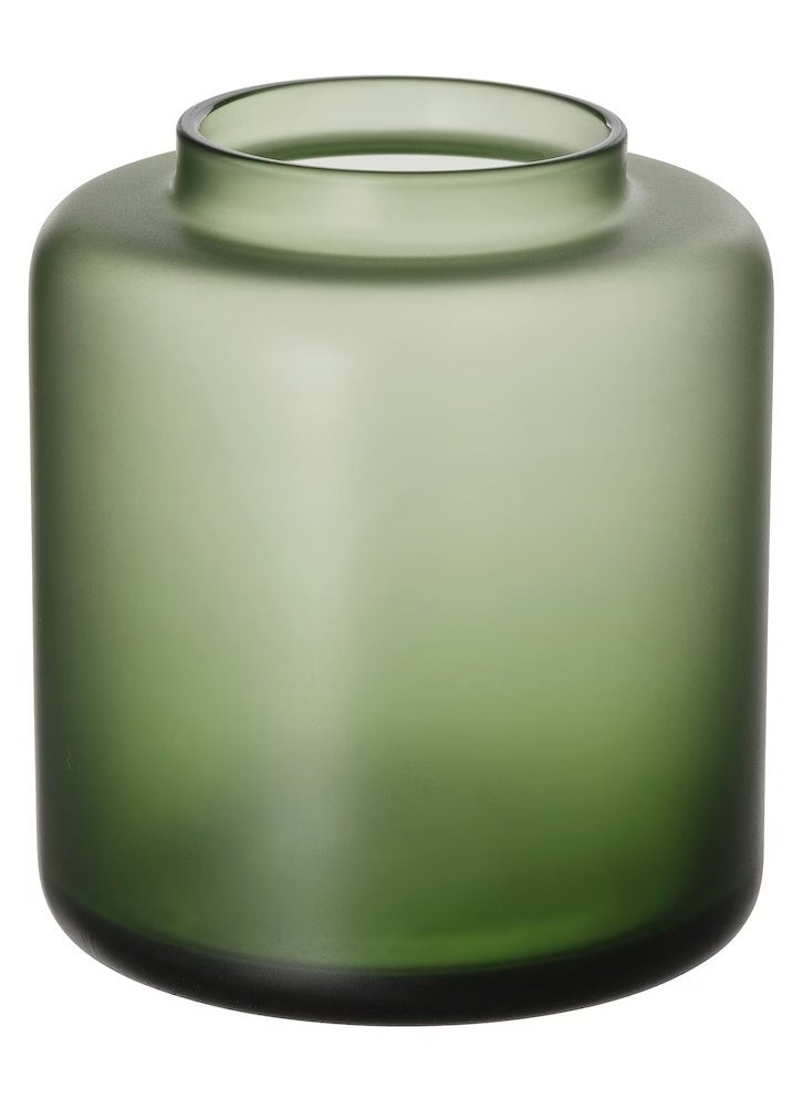 KONSTFULL Vase, frosted glass/green, 10 cm