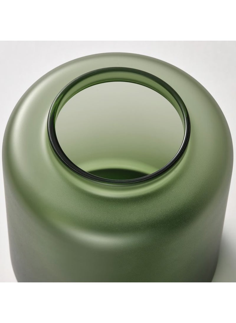 KONSTFULL Vase, frosted glass/green, 10 cm