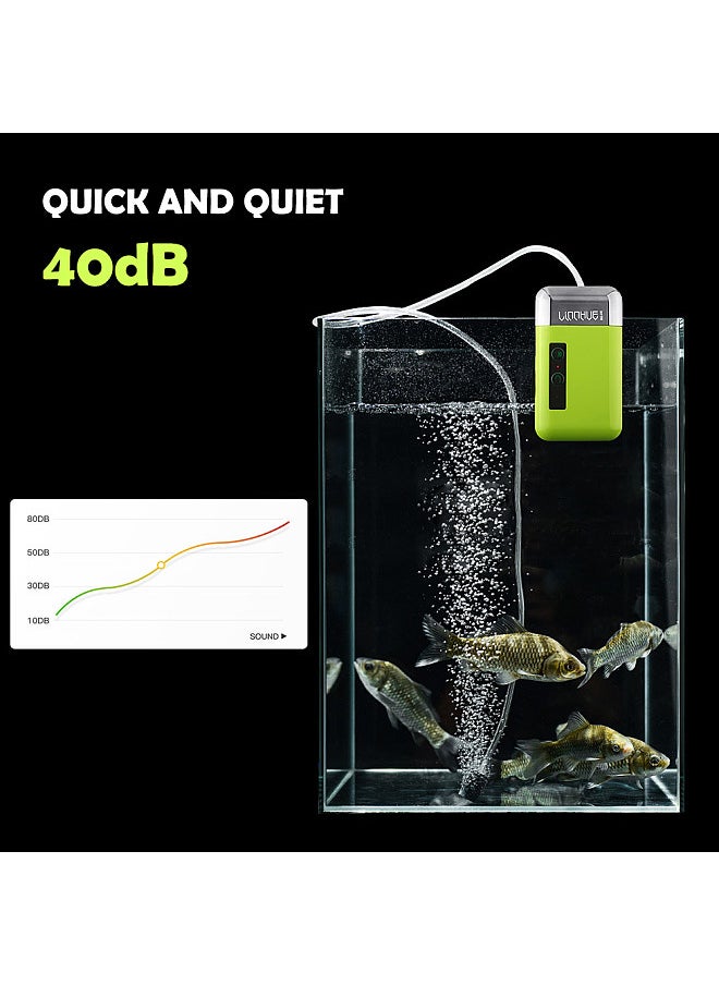 Outdoor Portable Mini Air Pump Air Oxygen Pump With Air Stone Tube 3-in-1 Sensing USB Charging Automatic Water Pump Multifunctional Oxygen Pump Noiseless Fishing Air Pump LED Lighting Outdoor Aerator for Fishing