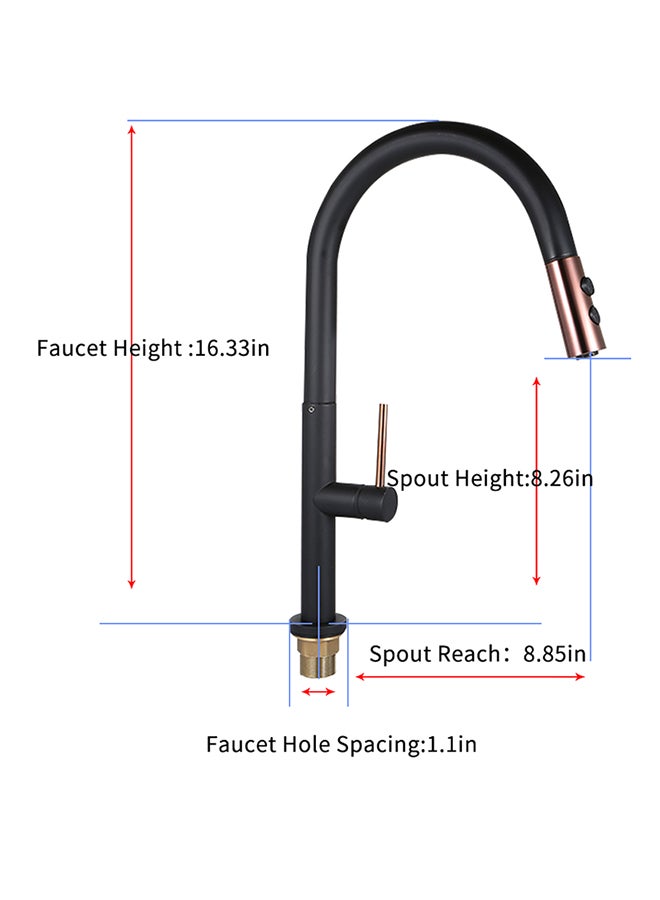 Rotatable Pull Down Sink Sprayer Ceramic Valve Copper Water Tap Black 58X8X27kg