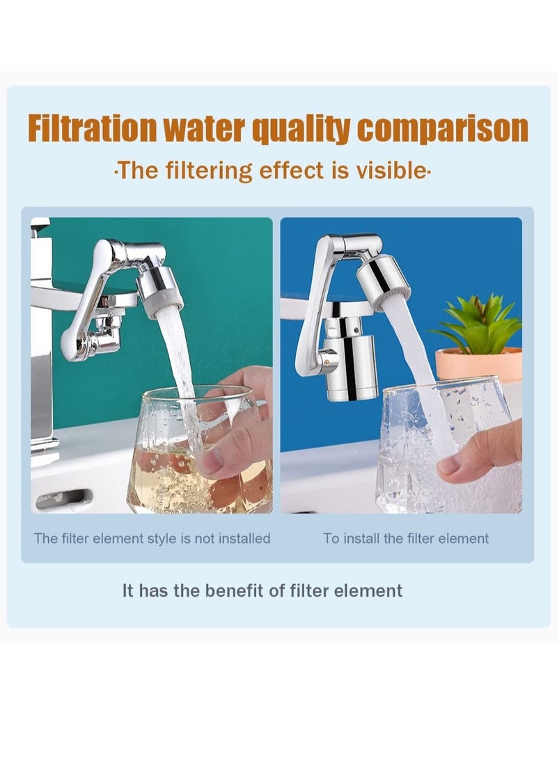 Faucet Extender, 1080° FilterSwivel Faucet Aerator, Durable Splash Proof Faucet, 2 Types of Water Discharge Model, Multifunctional Robot Arm for Cleaning Eyes/Hair/Face for Kitchen and Bathroom