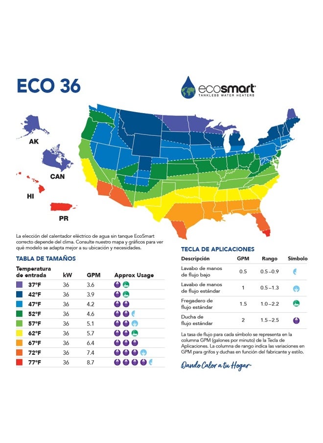 Ecosmart Eco 36 36Kw 240V Electric Tankless Water Heater