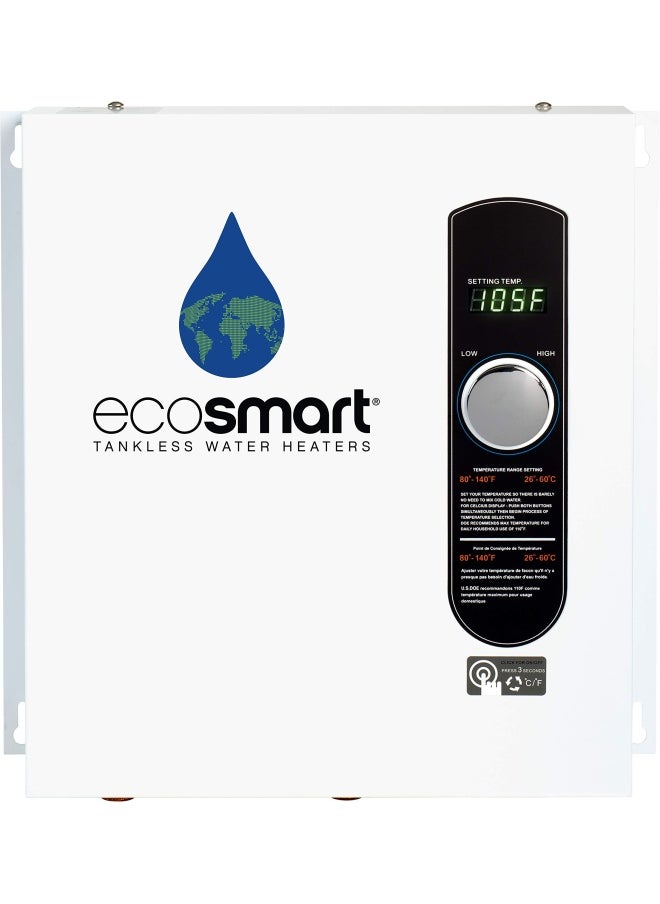 Ecosmart Eco Electric Tankless Water Heater 27 Kw At 240 Volts 1125 Amps With Patented Self Modulating Technology White