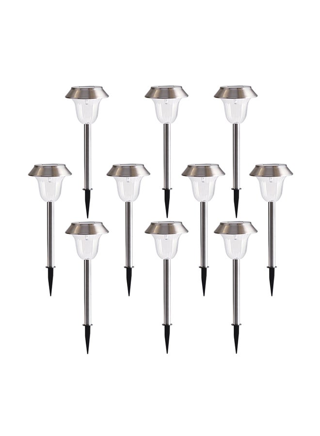 10-Piece  Solar Powered  Garden Light Warm White 25x12.5x22centimeter