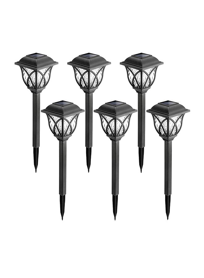 6-Piece Solar Powered LED Lawn Lamp Black