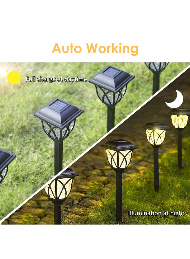 6-Piece Solar Powered LED Lawn Lamp Black