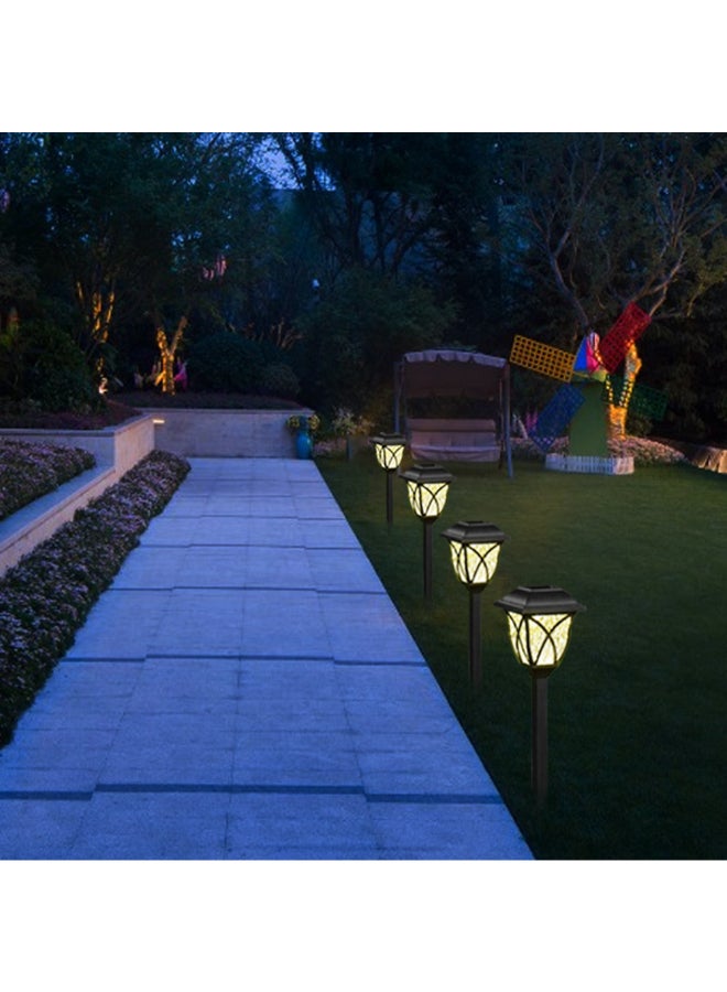 6-Piece Solar Powered LED Lawn Lamp Black