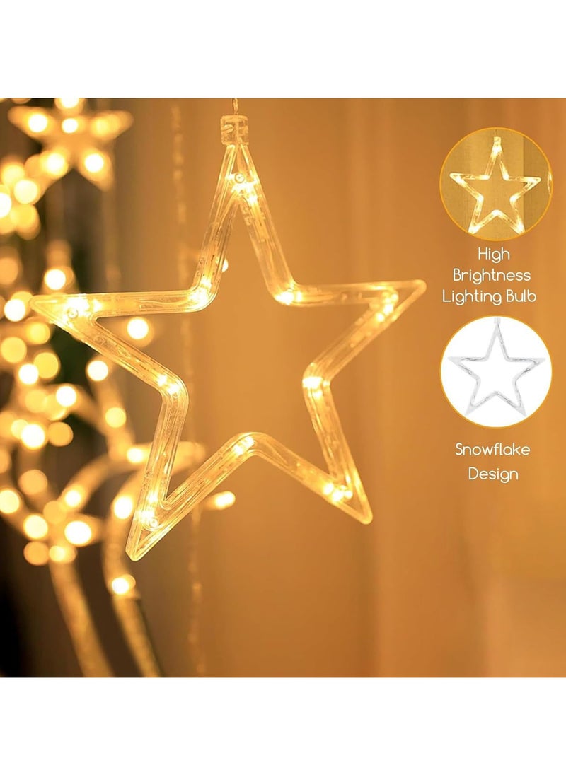 Solar Ramadan Lights Ramadan Decoration Starry String Curtain Moons Stars Light 3.5M Ramadan Night Light Fairy Lights with Remote Control for Christmas Ramadan Party Home Decoration (Moon and Stars)