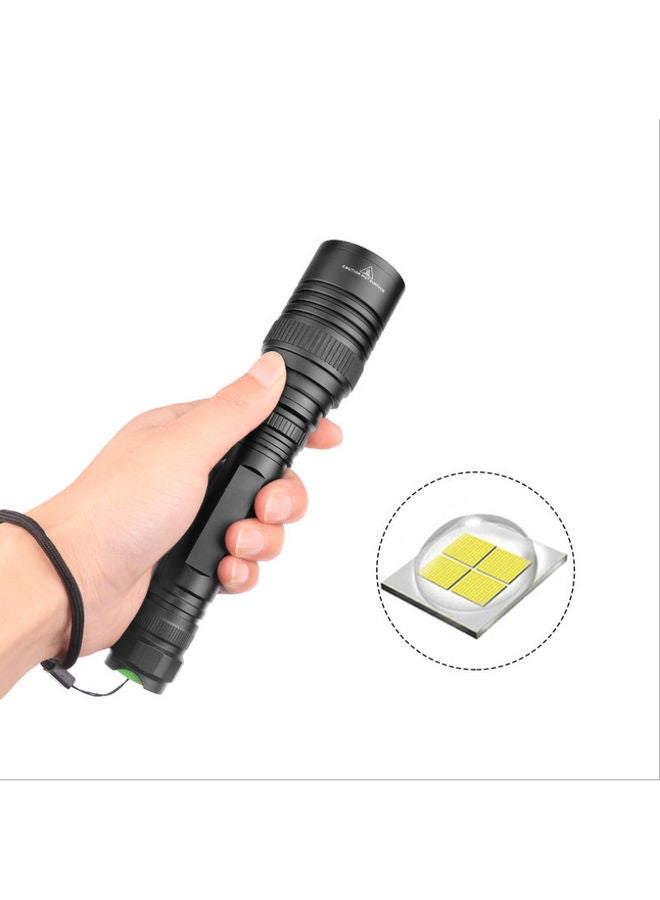 Bright Aluminum Alloy Flashlight Black 19.2x4x2.1cm