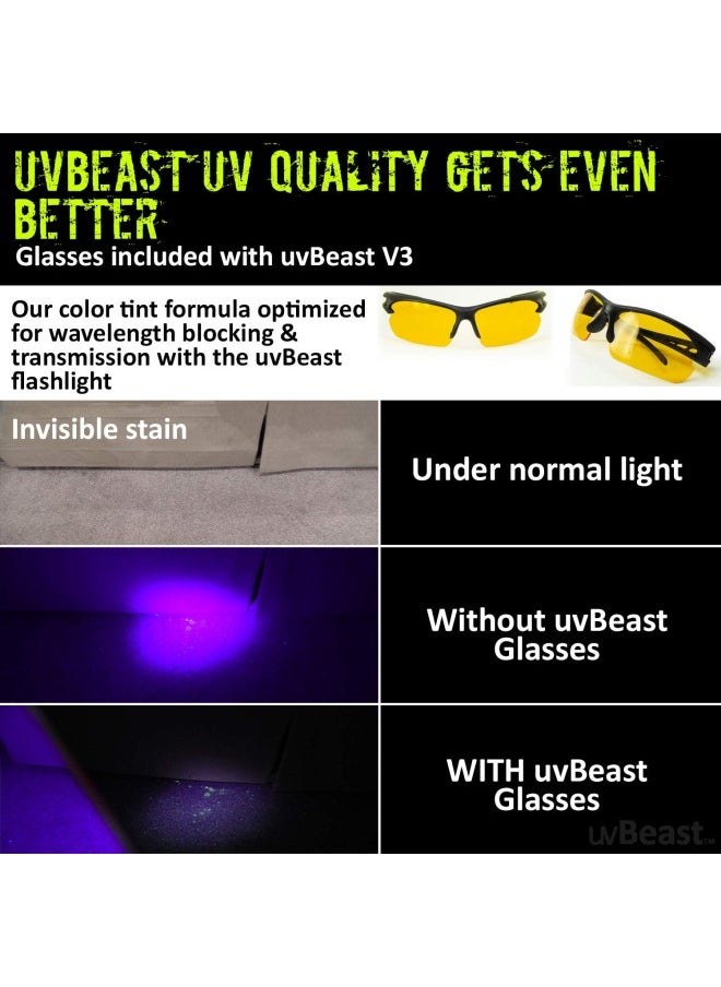 Uvbeast  New V3 385-395Nm Black Light Uv Flashlight - High Power Upgraded Triple Broad Band Leds Best For Professional Commercial Use - Usa Stock - Uk Design