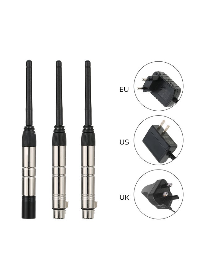 3-Piece Wireless Light Transmitter Receiver Set Silver/Black 2.5x21x2.1cm