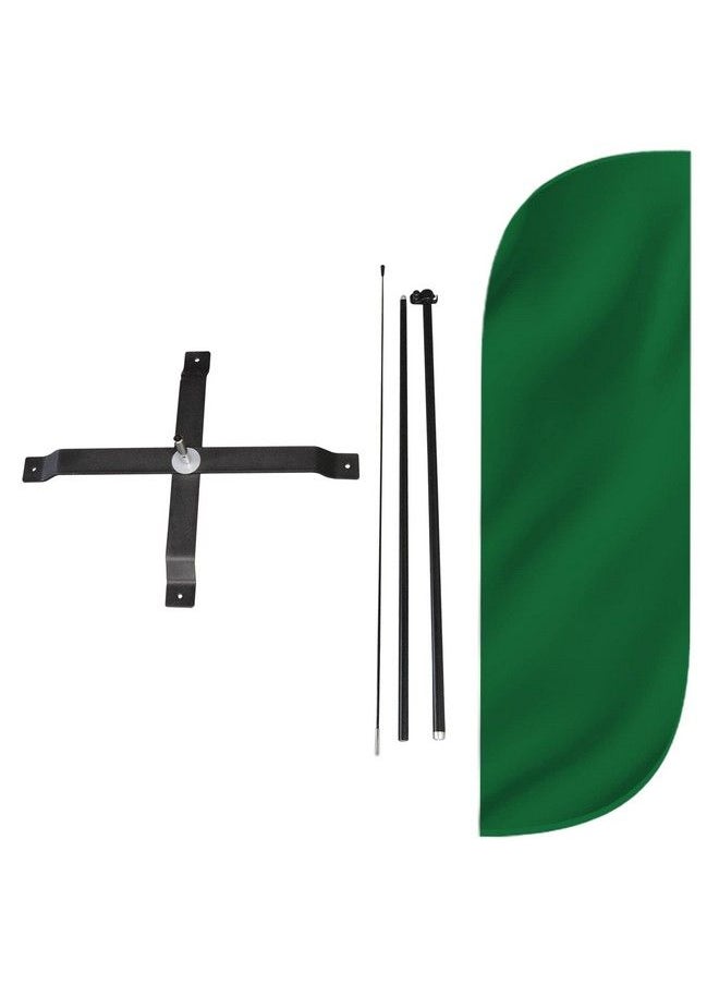 Feather Flag Set 5Ft Tall Advertising Banner Flag With Pole Kit And Xstand For Business Promotion Solid Color Dark Green