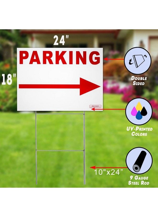 Traffic Sign Kit With Stands Do Not Enter Parking Enter And Exit Arrow Yard Signs Bundle For Traffic Control Includes Four 24Inch X 18Inch Uv 2Sided Yard Signs + Four 24Inch Tall Wire Stakes