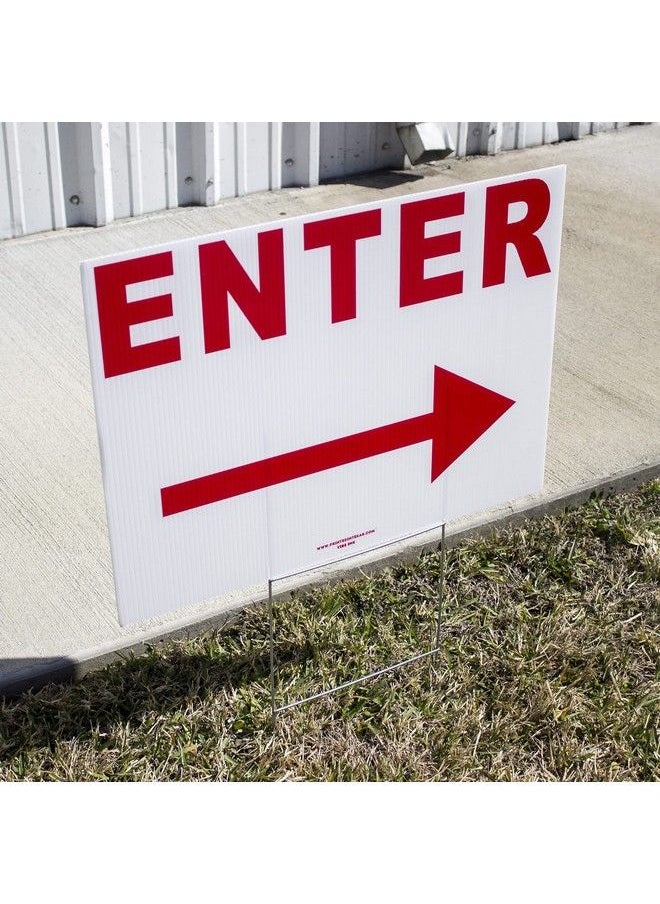 Traffic Sign Kit With Stands Do Not Enter Parking Enter And Exit Arrow Yard Signs Bundle For Traffic Control Includes Four 24Inch X 18Inch Uv 2Sided Yard Signs + Four 24Inch Tall Wire Stakes