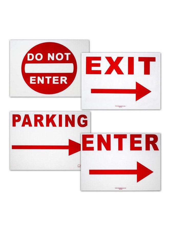 Traffic Sign Kit With Stands Do Not Enter Parking Enter And Exit Arrow Yard Signs Bundle For Traffic Control Includes Four 24Inch X 18Inch Uv 2Sided Yard Signs + Four 24Inch Tall Wire Stakes