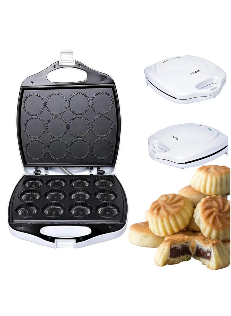 Mamul Maker Nova 1400 Watts 12 Piece Cookie Maker - Effortless Baking Delight, White