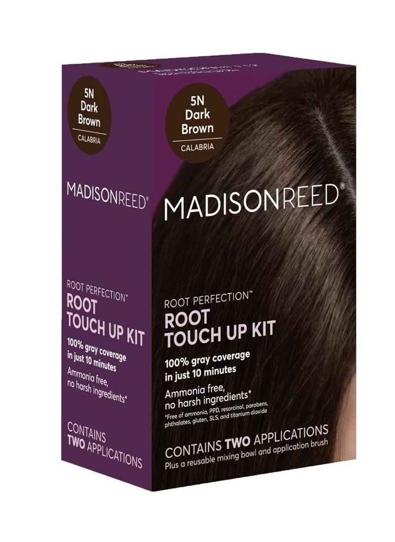 Madison Reed Root Perfection Permanent Root Touch Up, Dark Brown 5N Calabria, 10 Minutes for 100% Gray Root Coverage, Ammonia-Free Hair Dye, Two Applications