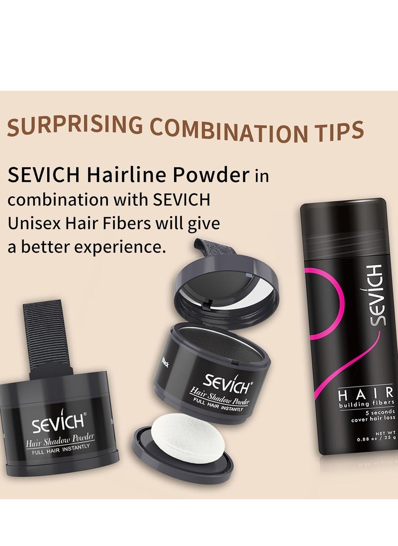 Sevich Hairline Powder，Instantly Conceals Hair Loss, Root Touch up Powder, Hair Shadow Toppers for Women & Men, Touch Up for Thinning Gray Hair, Windproof & Sweatproof, Medium Brown