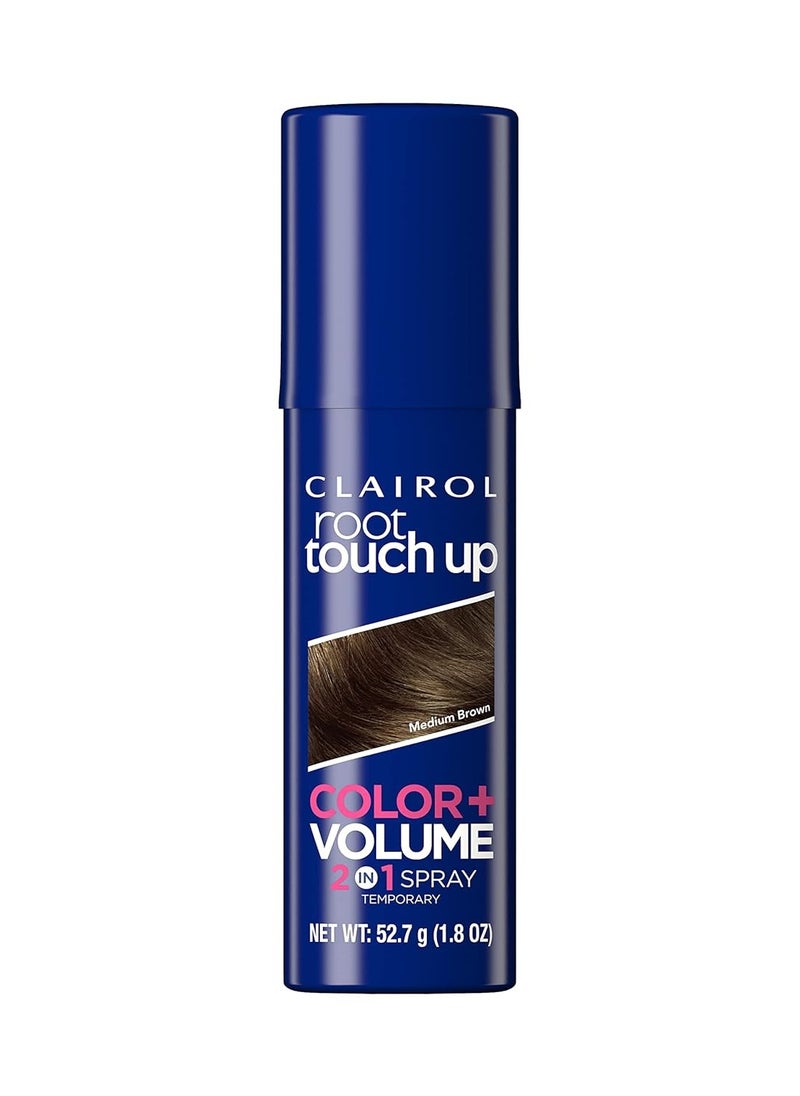 Clairol Root Touch-Up Color + Volume 2-in-1 Temporary Spray, Medium Brown Hair Color, Pack of 1