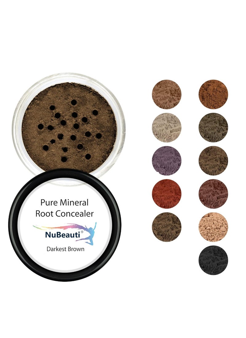 Root Concealer Touch Up Powder | All-Natural Crushed Minerals | Fast and Easy Total Gray Hair Cover Up For Black, Brown, Auburn and Blonde Hair - 0.30 oz (Darkest Brown)