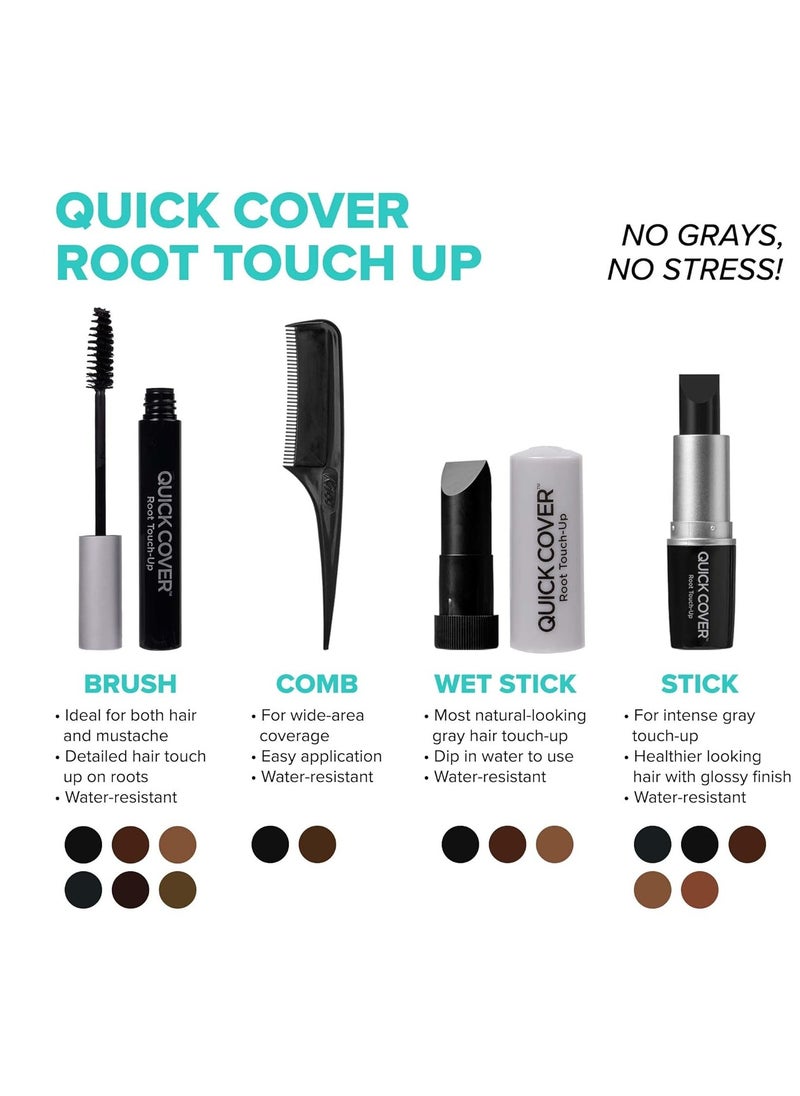 RED by Kiss Quick Cover Root Touch Up Rescue, Mascara Natural Water-Resistant Temporary Gray Concealer Cover Up Brush for Hair Mustache & Beard (Natural Dark Brown)