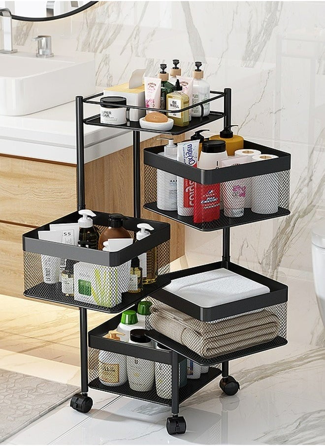 4 Tier Square Rotating Storage Rack, Multi-Layer Kitchen Storage Shelf, Fruit Vegetable Storage Basket