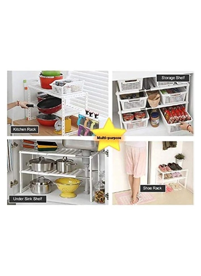 Under Sink Kitchen Adjustable Storage Organizer Multipurpose Rack